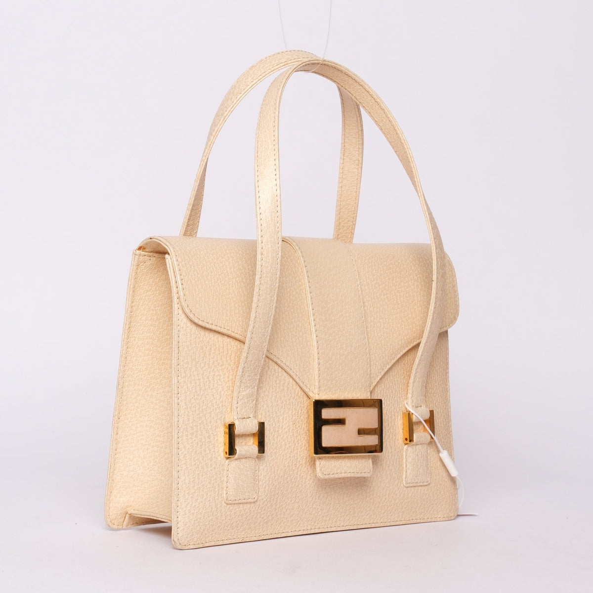 Fendi Beige Stone Hardware Top Handle Bag
