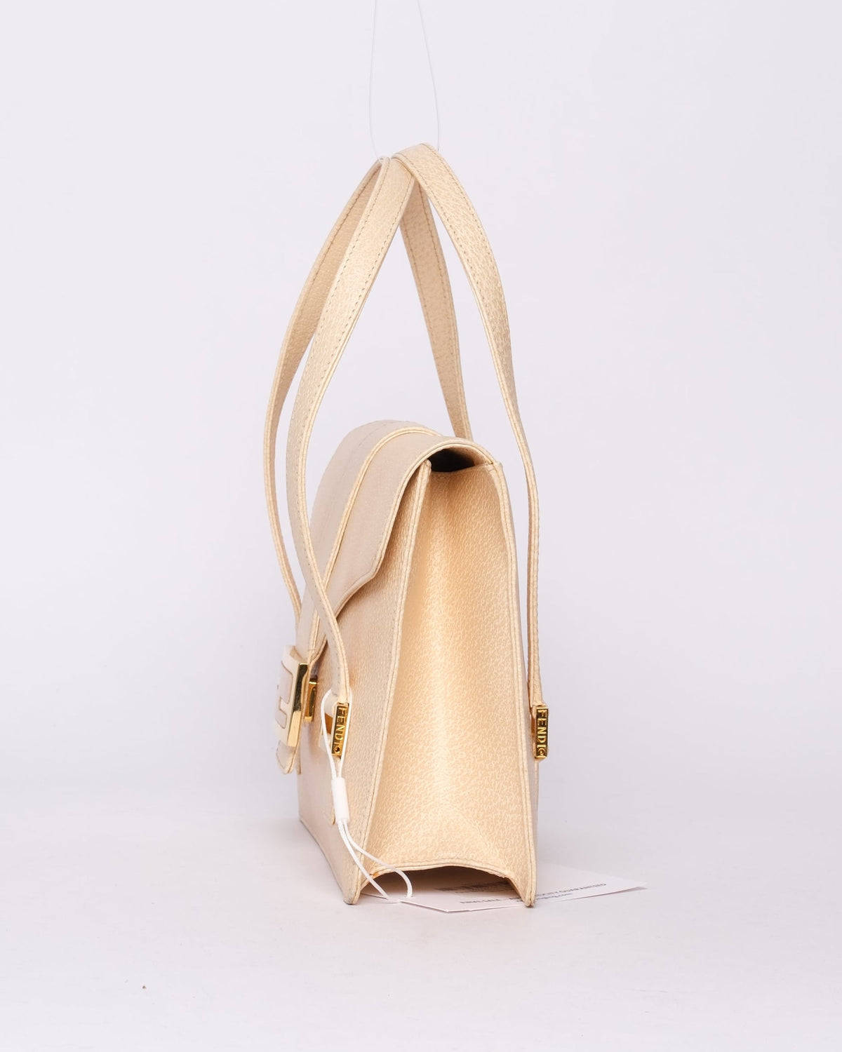 Fendi Beige Stone Hardware Top Handle Bag