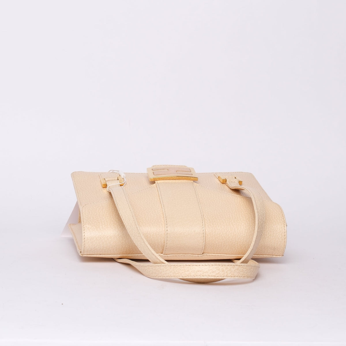 Fendi Beige Stone Hardware Top Handle Bag