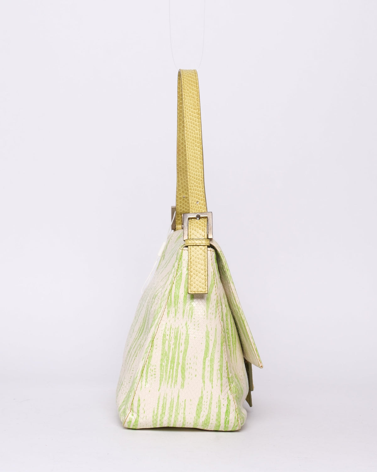 Fendi Green Python Printed Mama Baguette Shoulder Bag