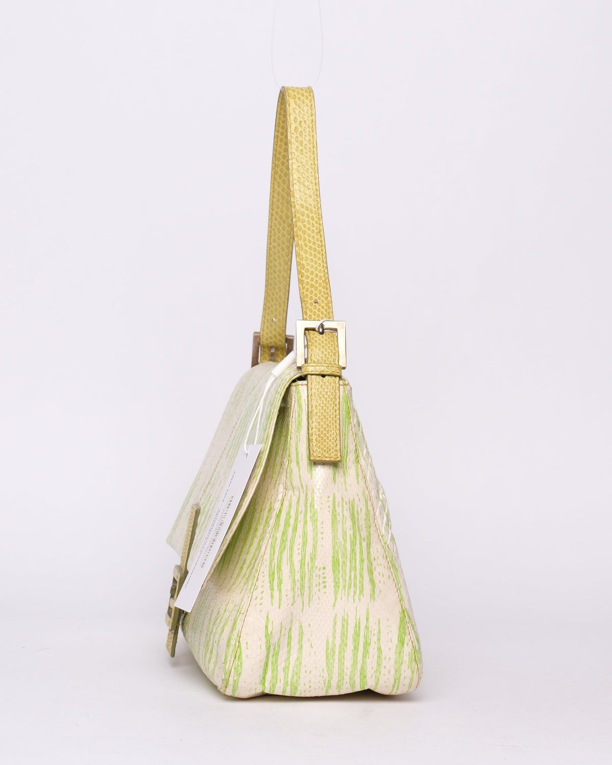 Fendi Green Python Printed Mama Baguette Shoulder Bag