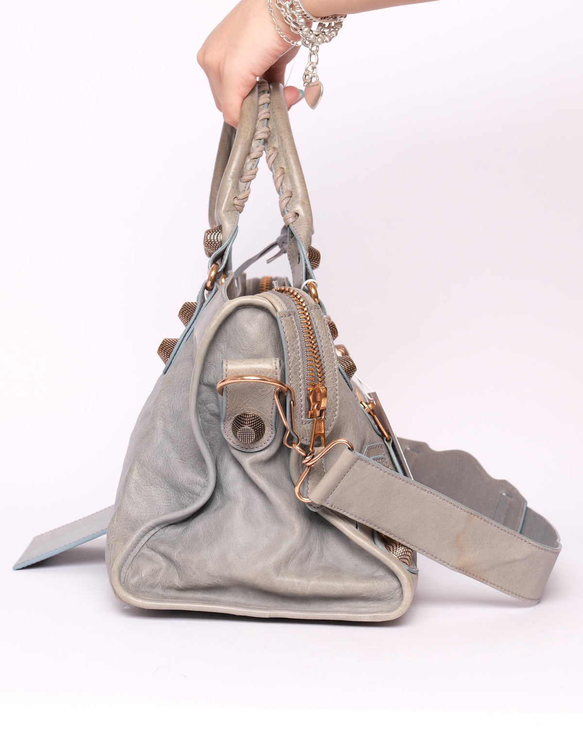 Balenciaga Light Blue Leather "Part-Time" w/ Giant GHW