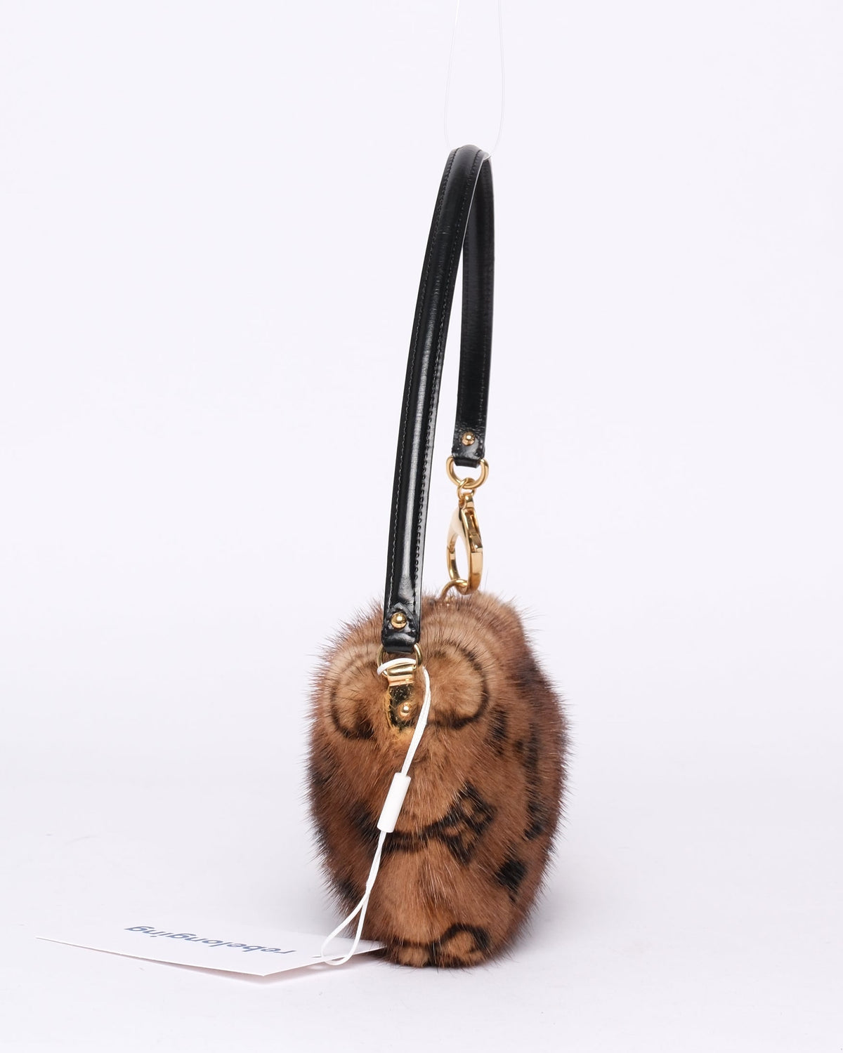 RARE Louis Vuitton 2009 Brown Mink Fur Monogram Pochette Shoulder Bag