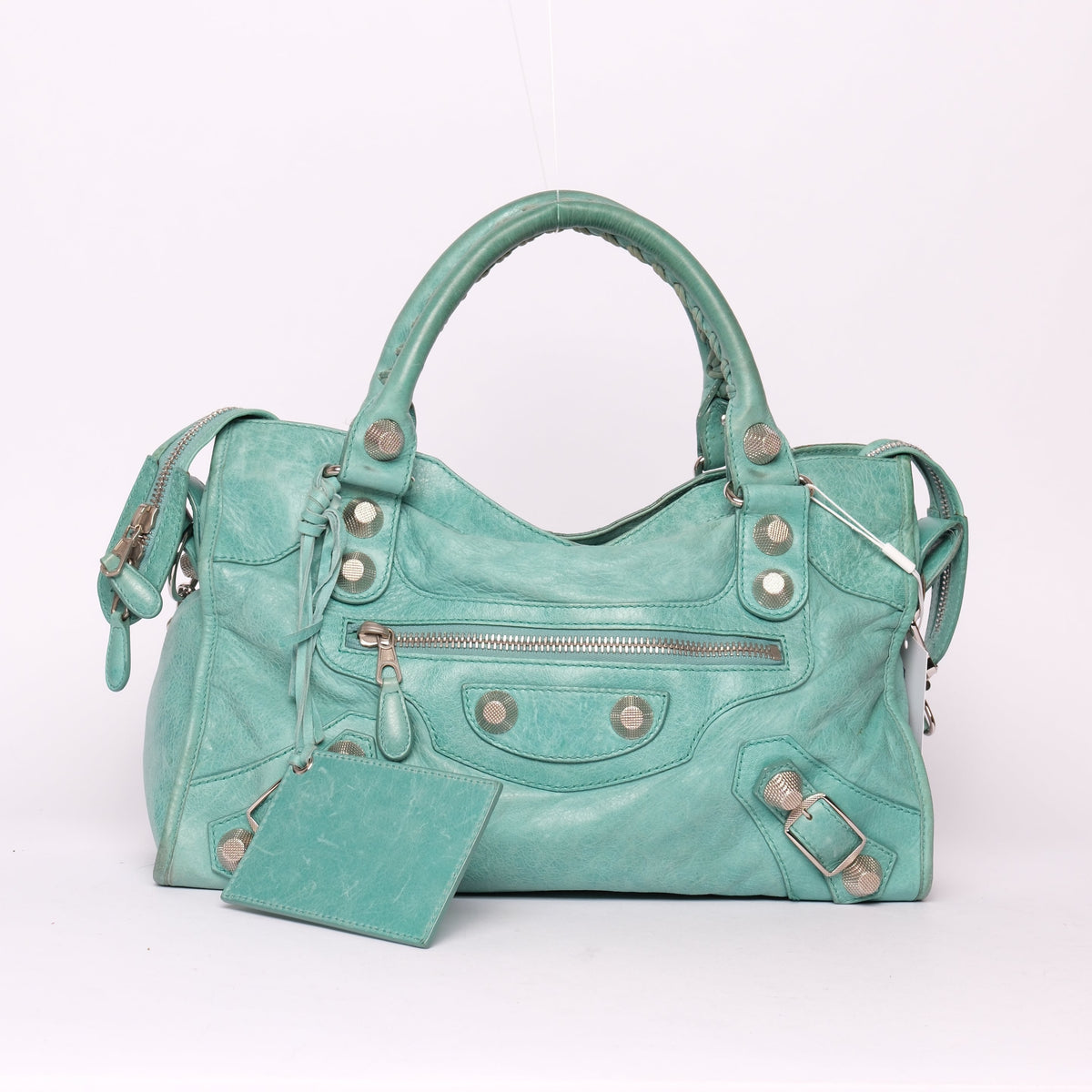 Balenciaga Teal Leather Giant SHW City Bag