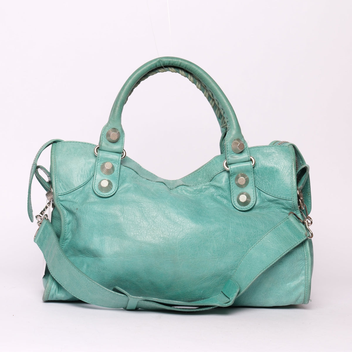 Balenciaga Teal Leather Giant SHW City Bag