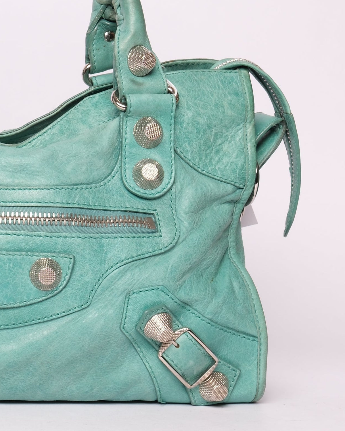 Balenciaga Teal Leather Giant SHW City Bag