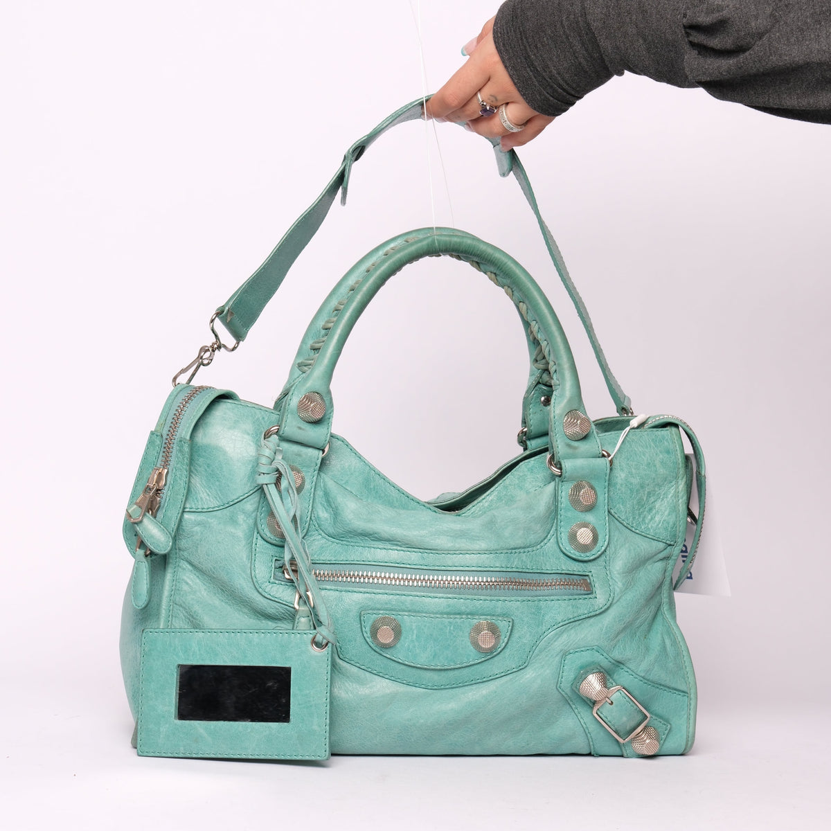 Balenciaga Teal Leather Giant SHW City Bag