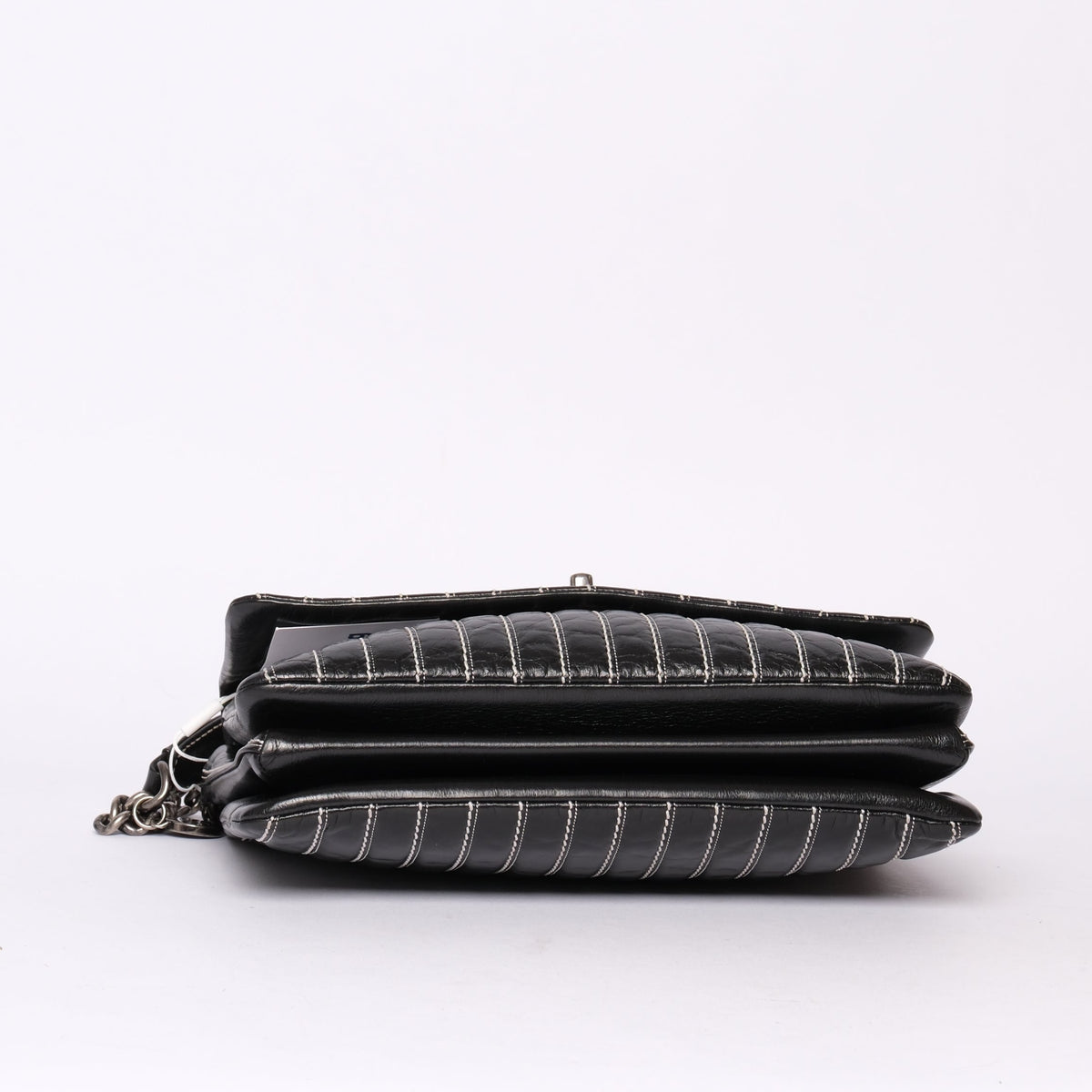 Chanel Black Vertical Stripe Stitch  Flap Bag