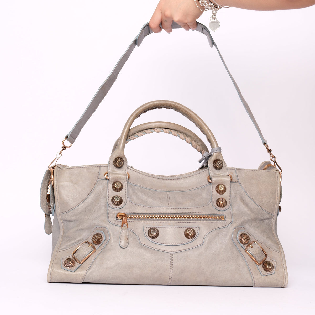 Balenciaga Light Blue Leather "Part-Time" w/ Giant GHW