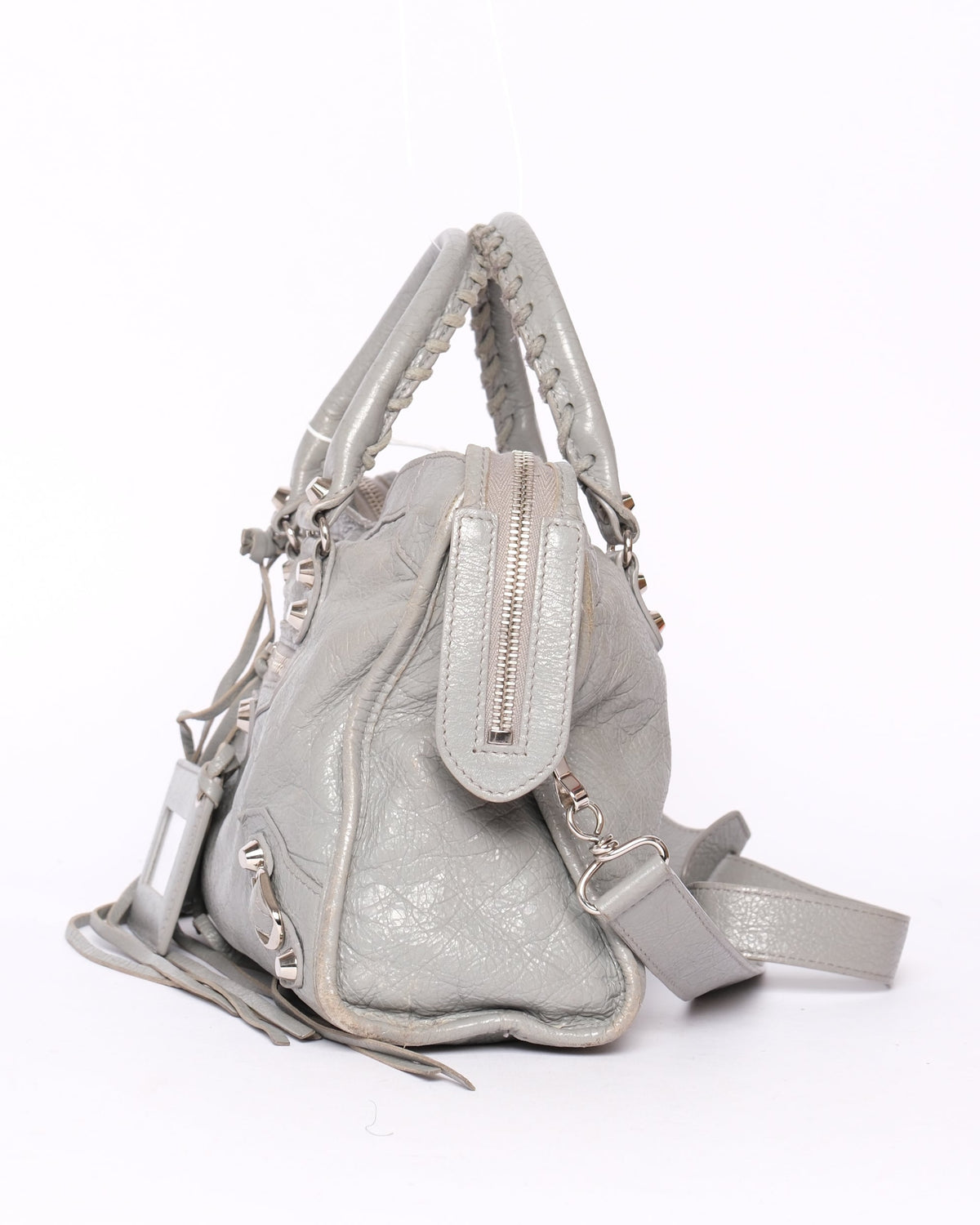 Balenciaga Gray Leather Medium City Bag w/ Silver Hardware