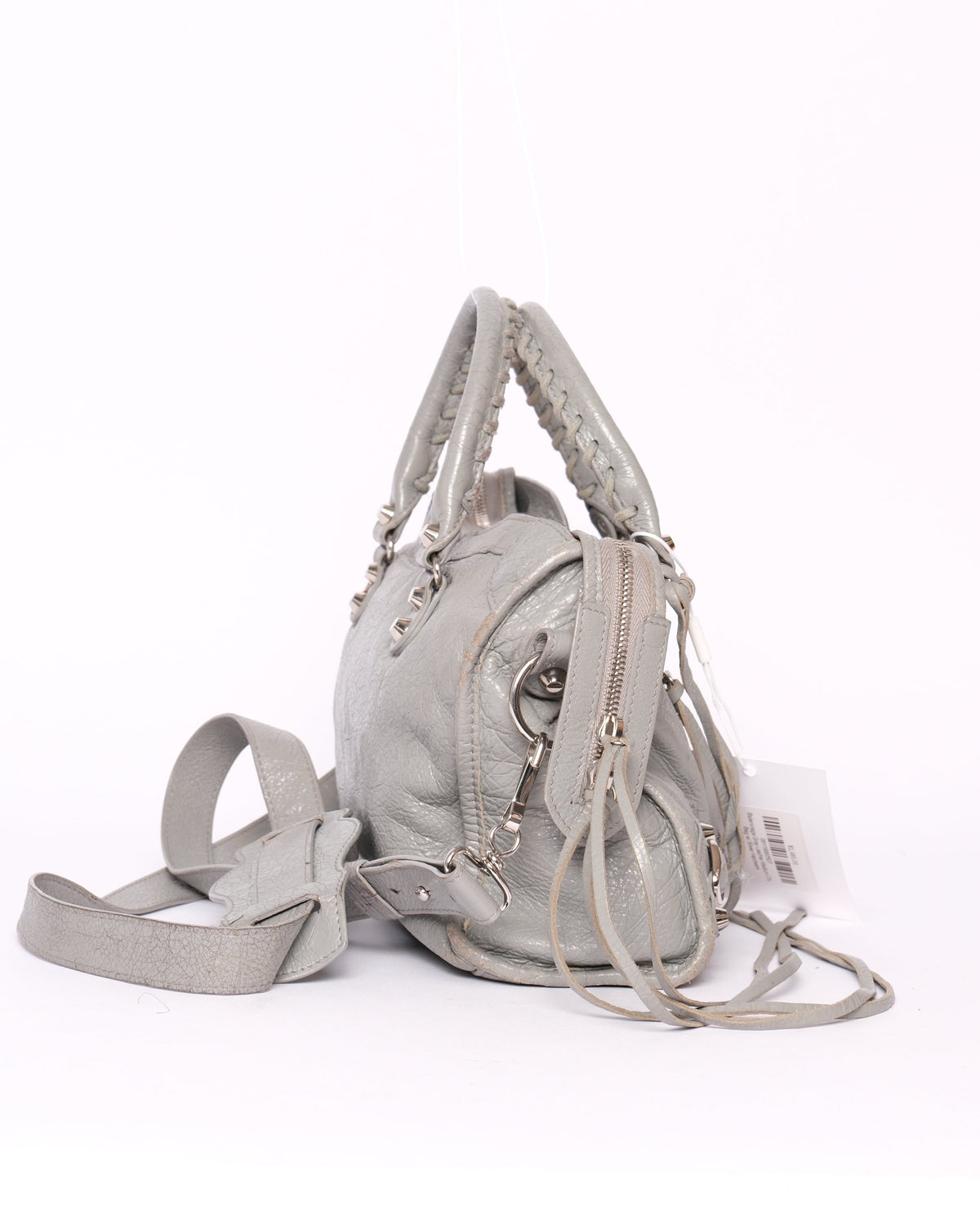 Balenciaga Gray Leather Medium City Bag w/ Silver Hardware