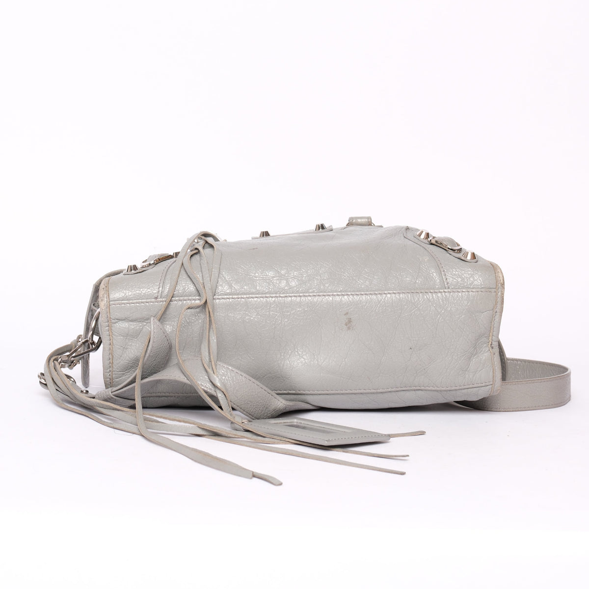 Balenciaga Gray Leather Medium City Bag w/ Silver Hardware