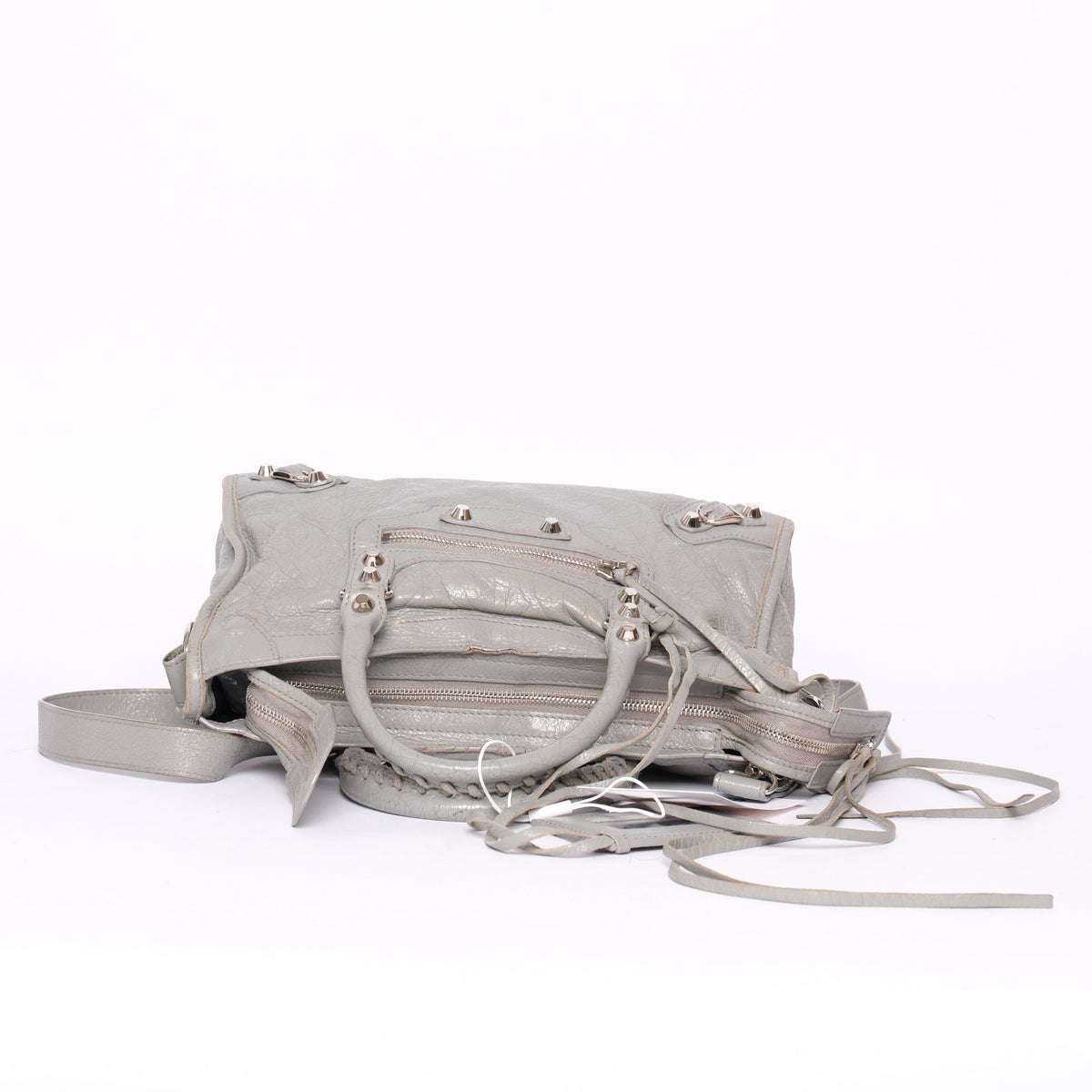 Balenciaga Gray Leather Medium City Bag w/ Silver Hardware
