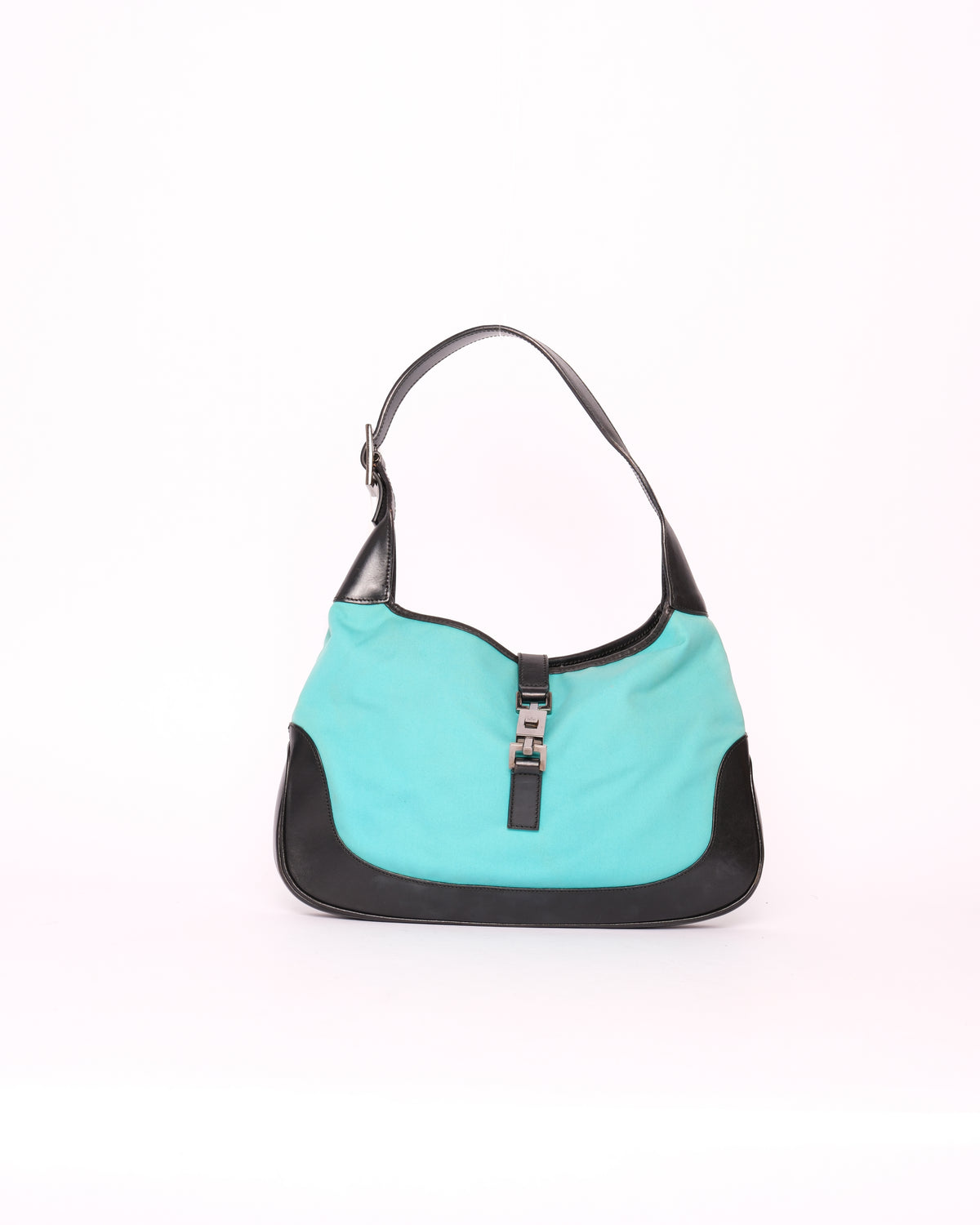Gucci Turquoise Canvas & Leather Jackie Bardot Shoulder Bag
