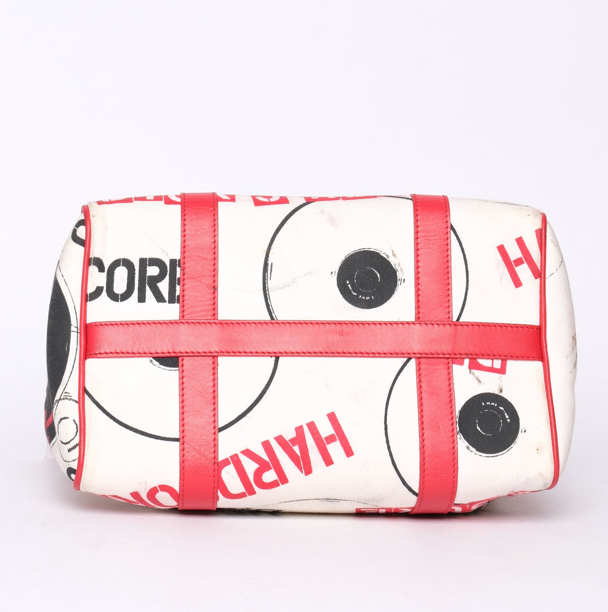 Christian Dior White Canvas & Leather Hardcore Boston Bag