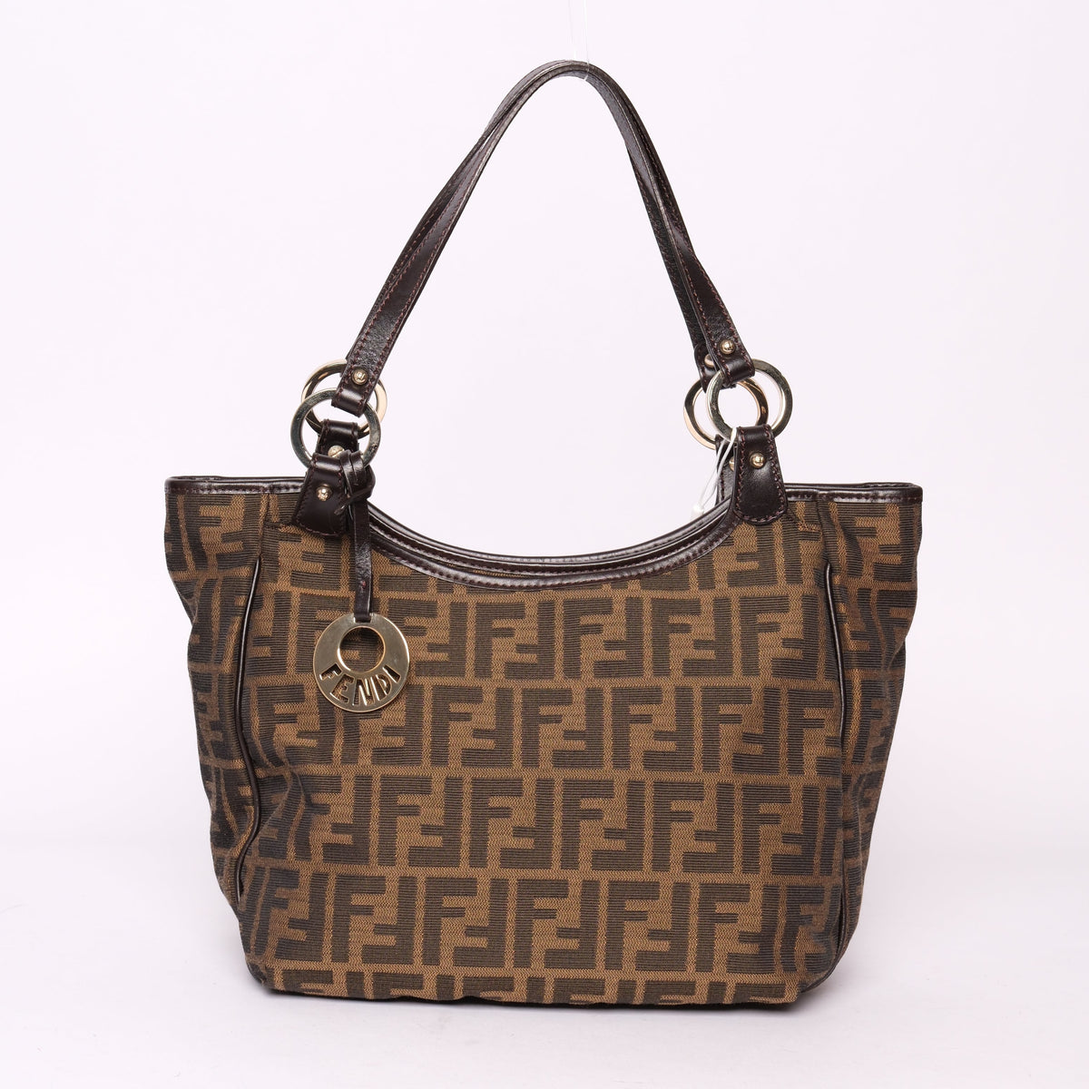 Fendi Canvas & Leather Zucca Monogram Tote Bag