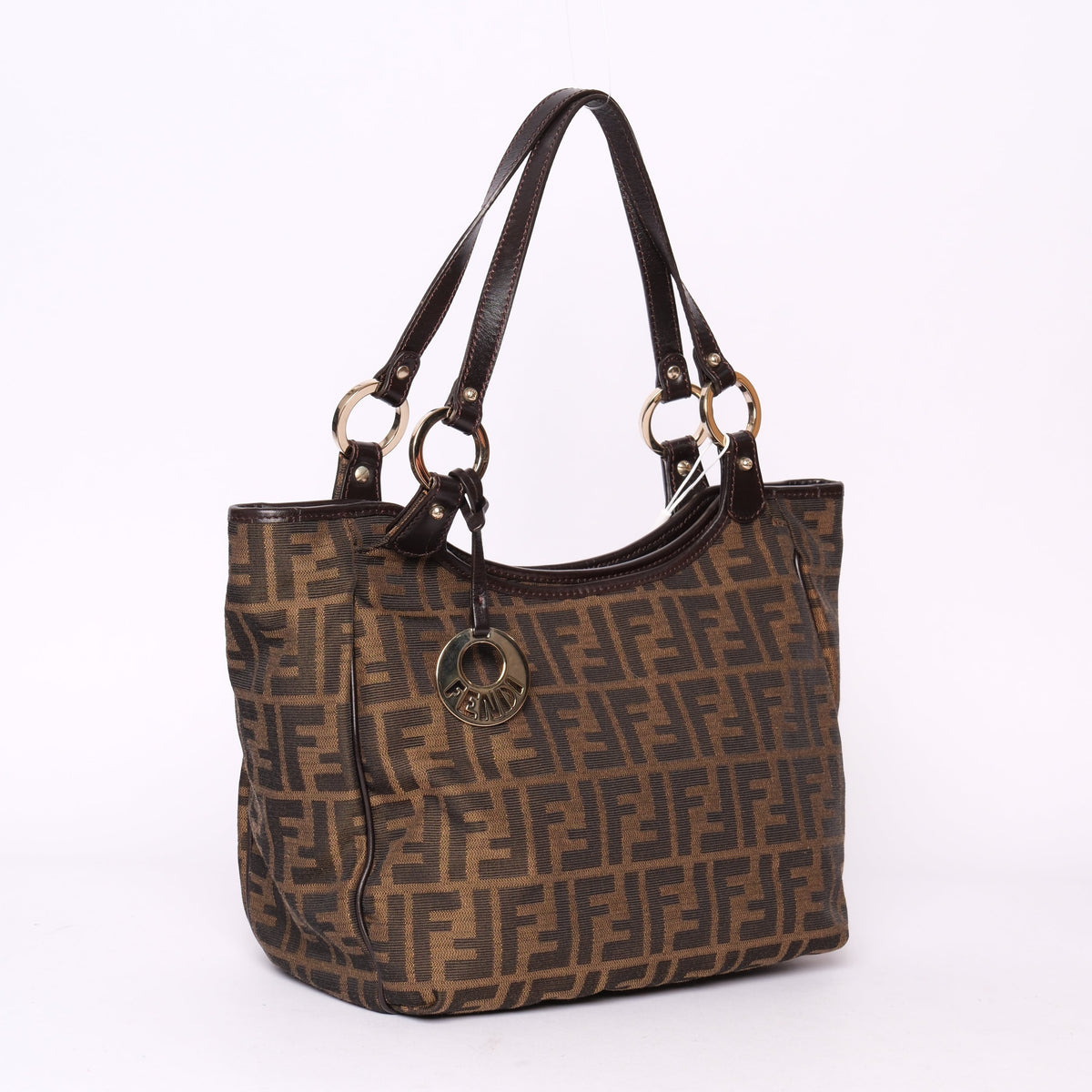Fendi Canvas & Leather Zucca Monogram Tote Bag