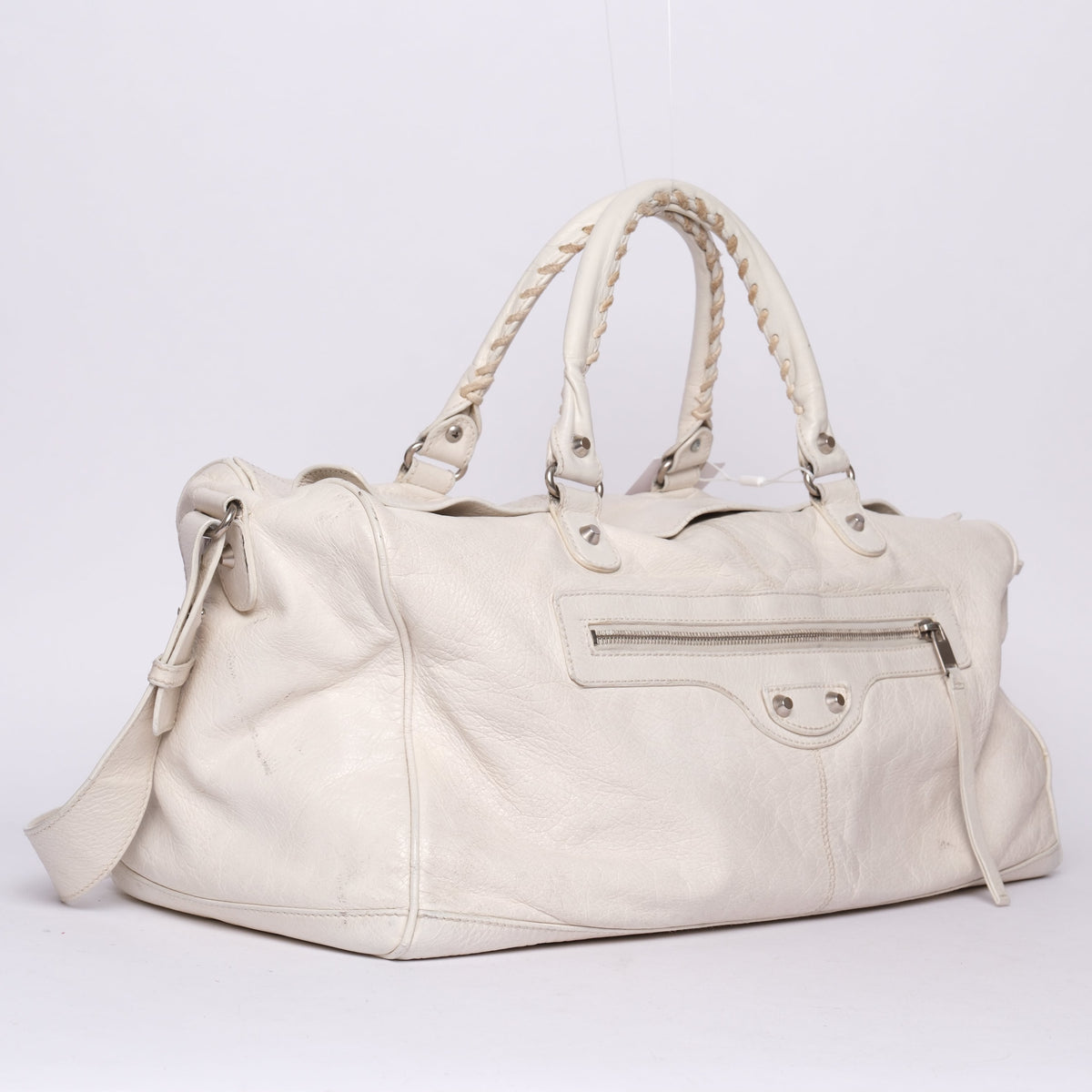 Balenciaga White Leather "Twiggy" City Bag