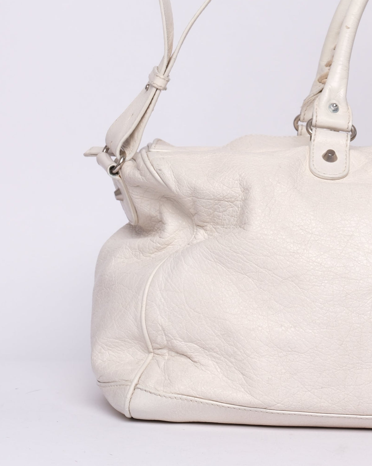 Balenciaga White Leather "Twiggy" City Bag