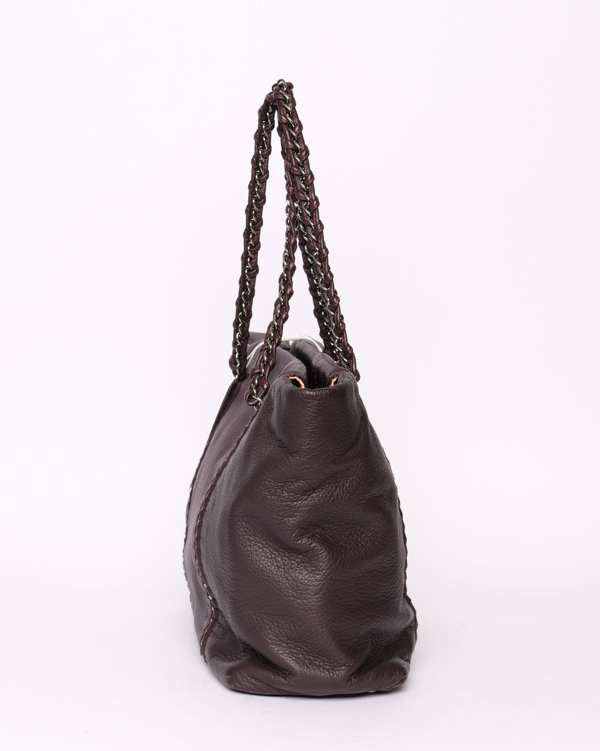 Chanel Brown Lambskin Leather Luxe Ligne Chain Tote bag
