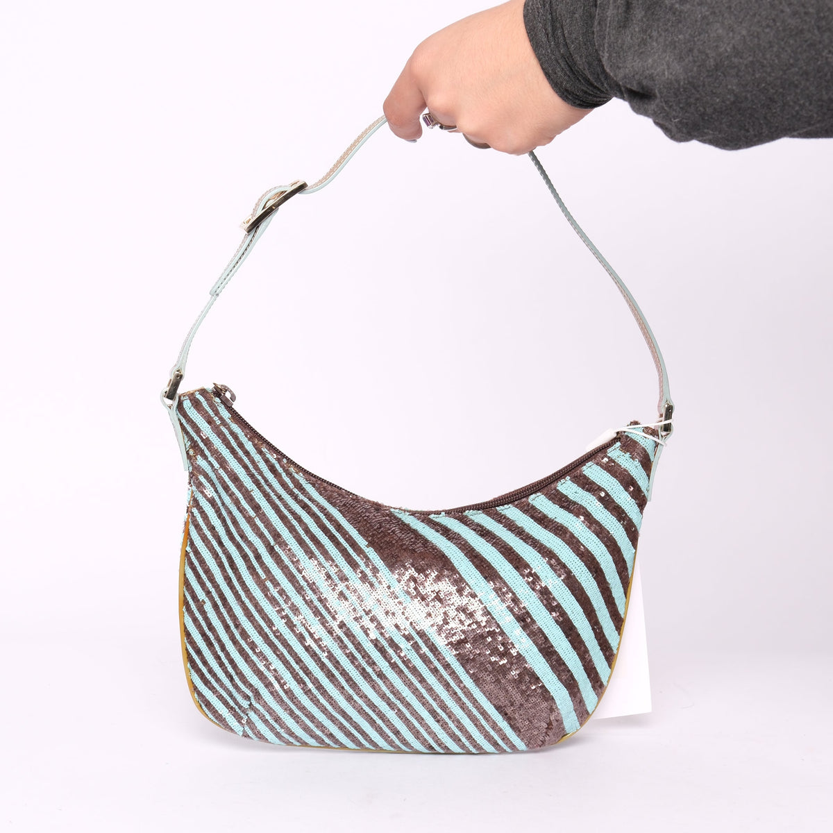 Gucci Blue & Brown Sequin Pochette Shoulder Bag