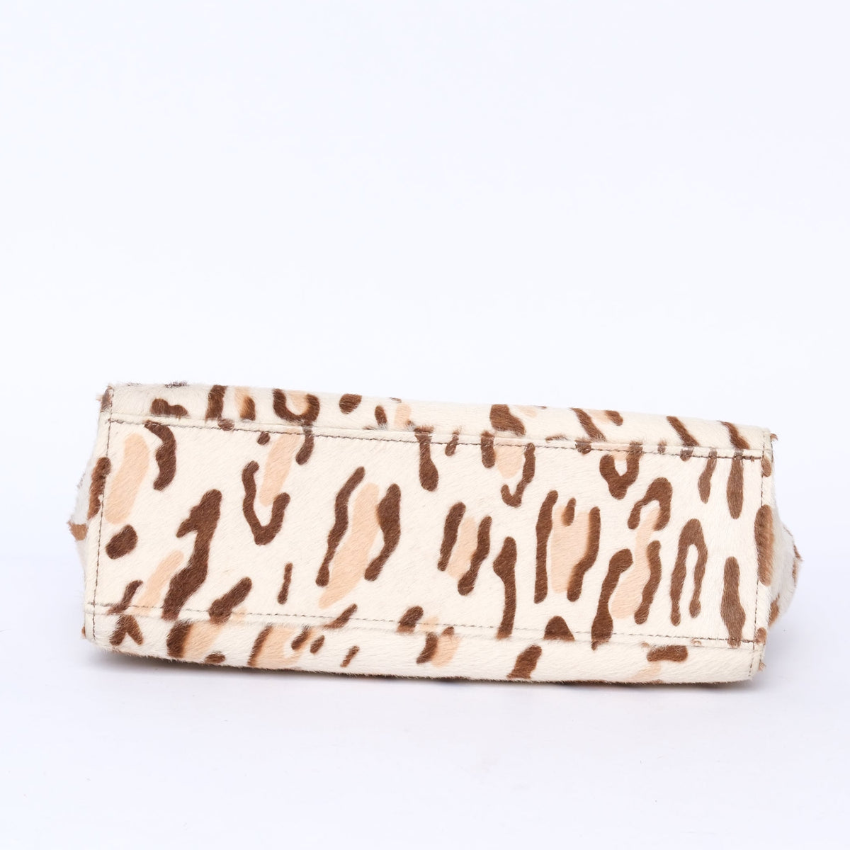 Fendi White Multicolored Cheetah Print Pony-Hair & Leather Baguette Tote Bag