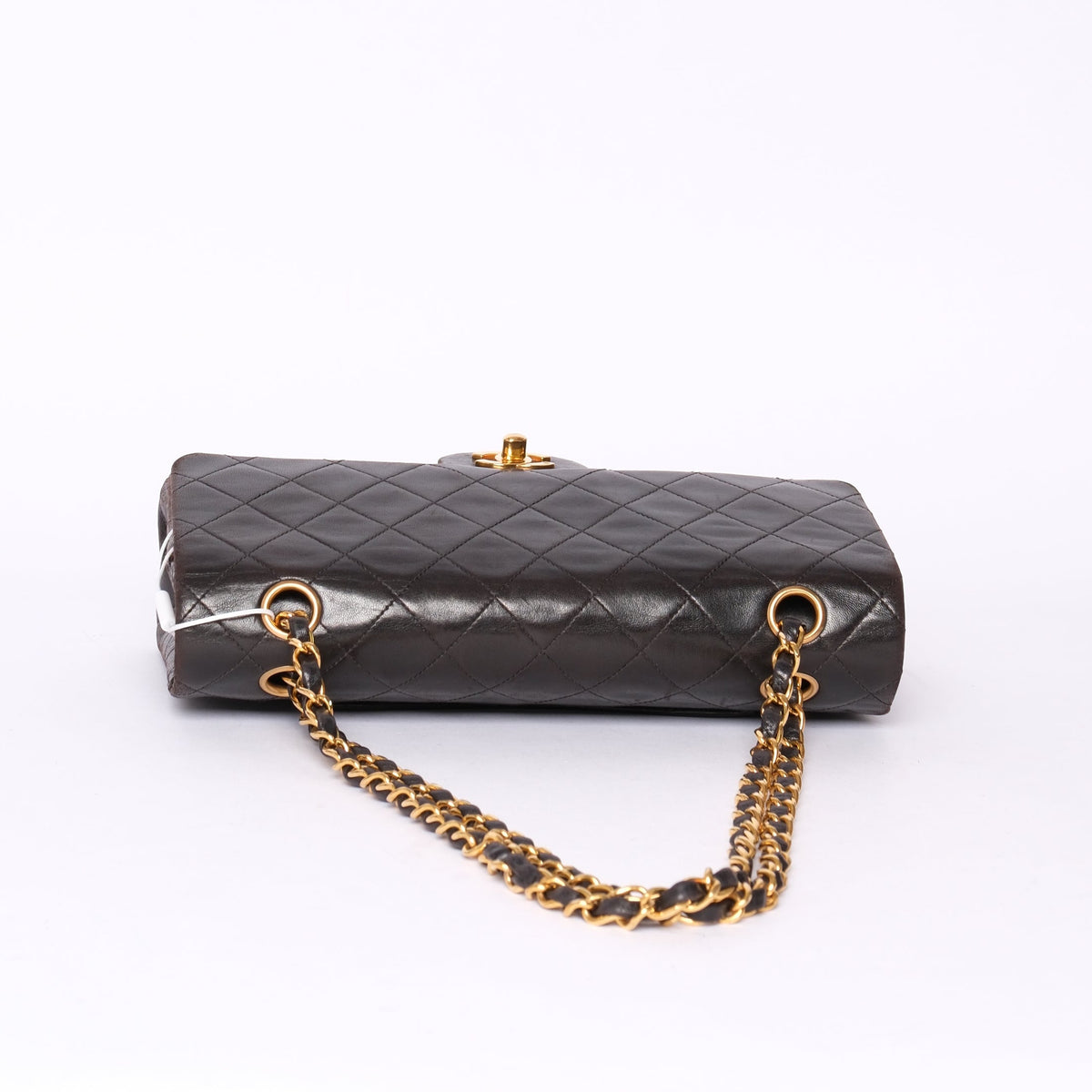 Chanel Dark Brown Lambskin Leather Quilted Matelasse Double Flap