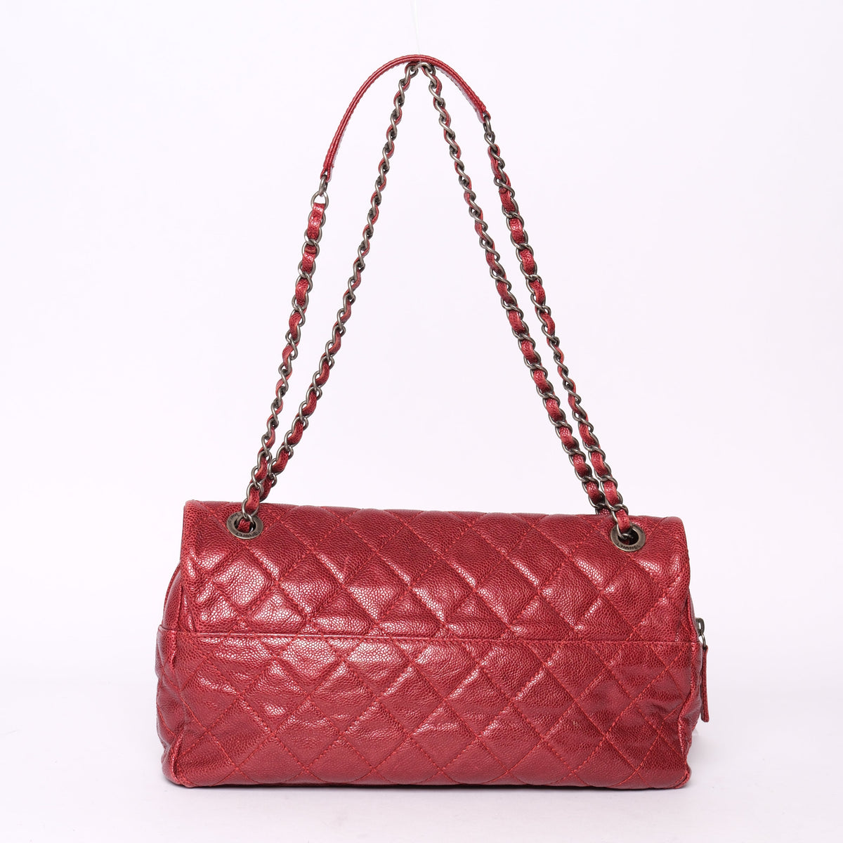 Chanel Red Metallic Leather Camera Easy Flap Bag