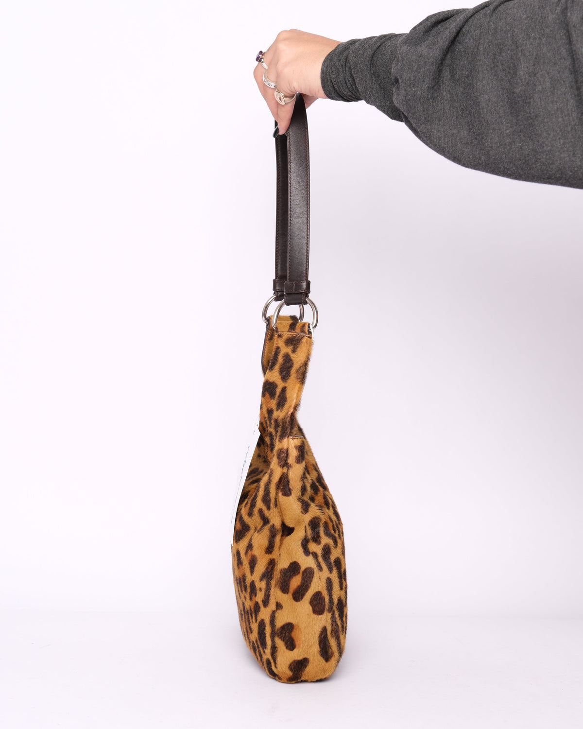 Prada Brown Pony Hair & Leather Cheetah Print Shoulder Bag