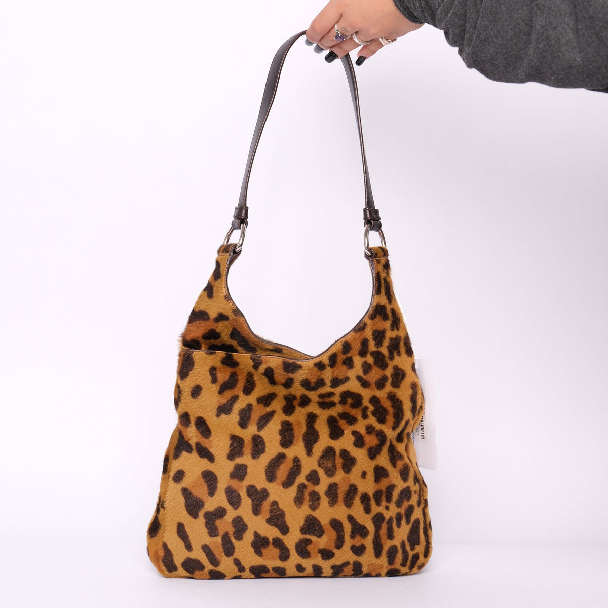 Prada Brown Pony Hair & Leather Cheetah Print Shoulder Bag