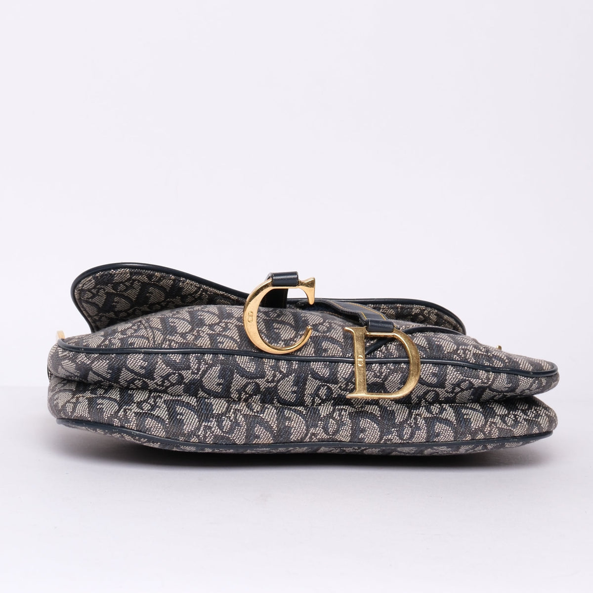 Christian Dior Blue Trotter Monogram Double Saddle w/ Gold Hardware