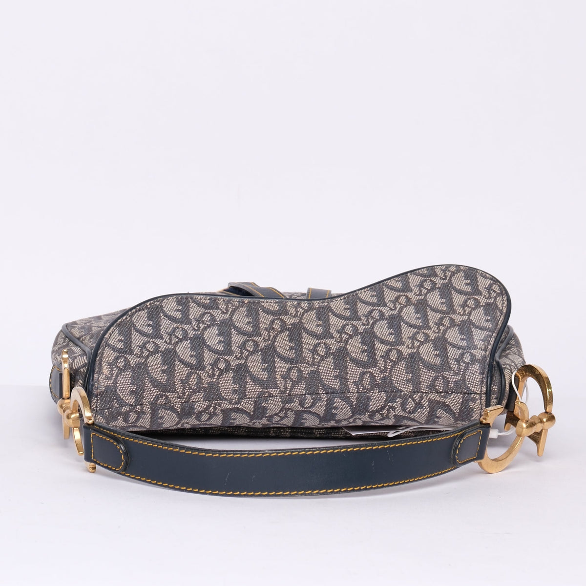 Christian Dior Blue Trotter Monogram Double Saddle w/ Gold Hardware