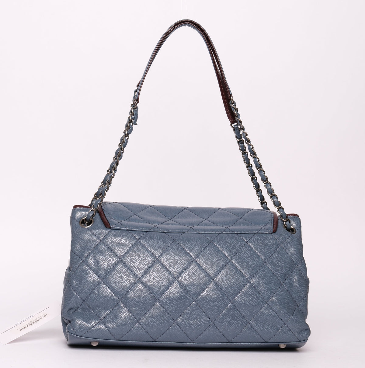Chanel Blue Caviar Maroon Trim Flap Bag