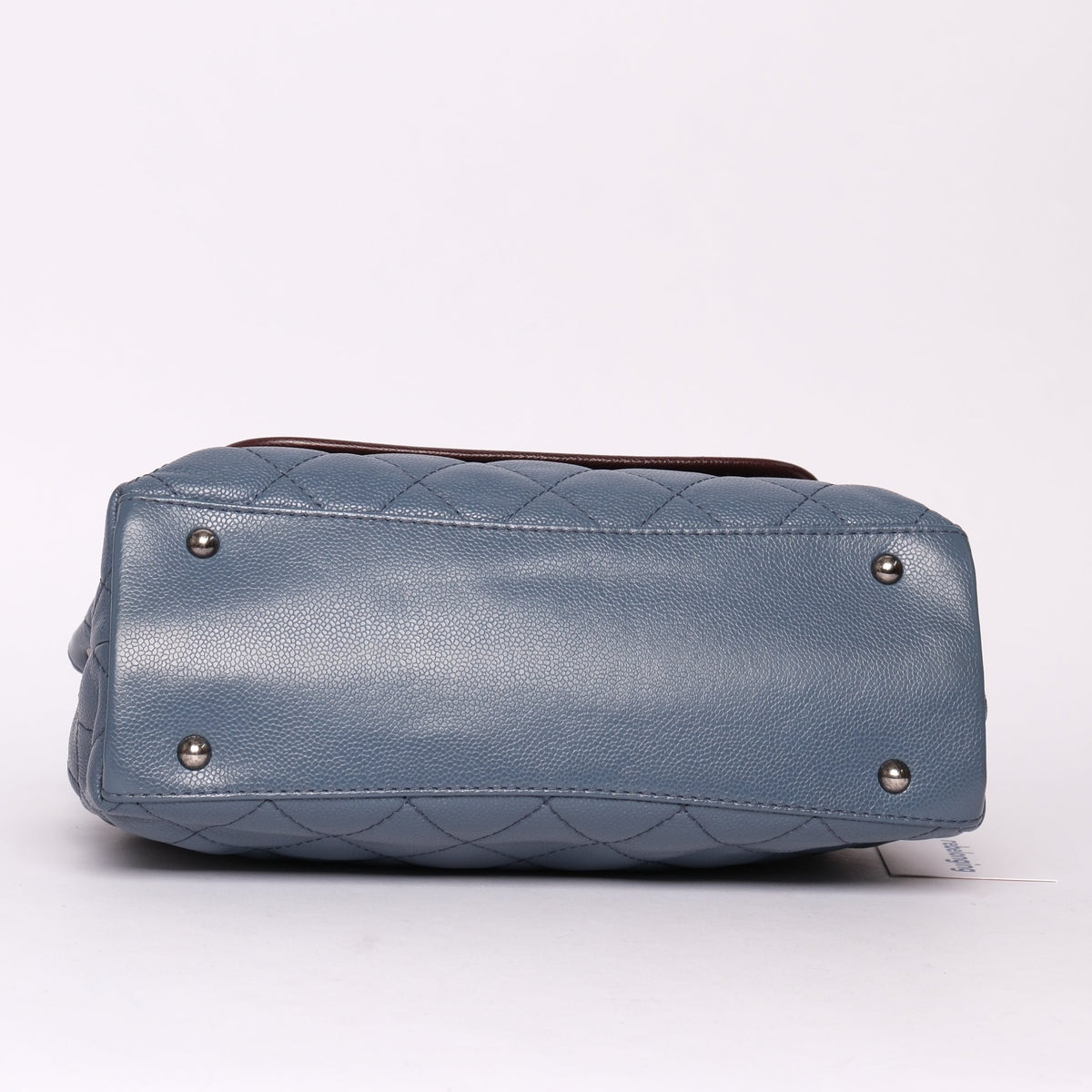 Chanel Blue Caviar Maroon Trim Flap Bag