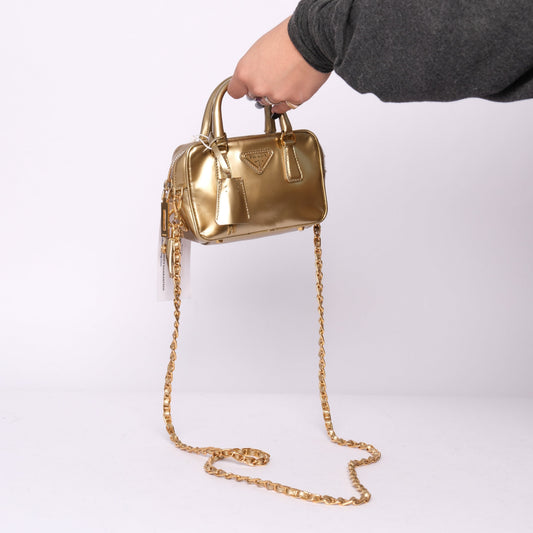 Prada Gold Coated Leather Mini 2-Way Bag