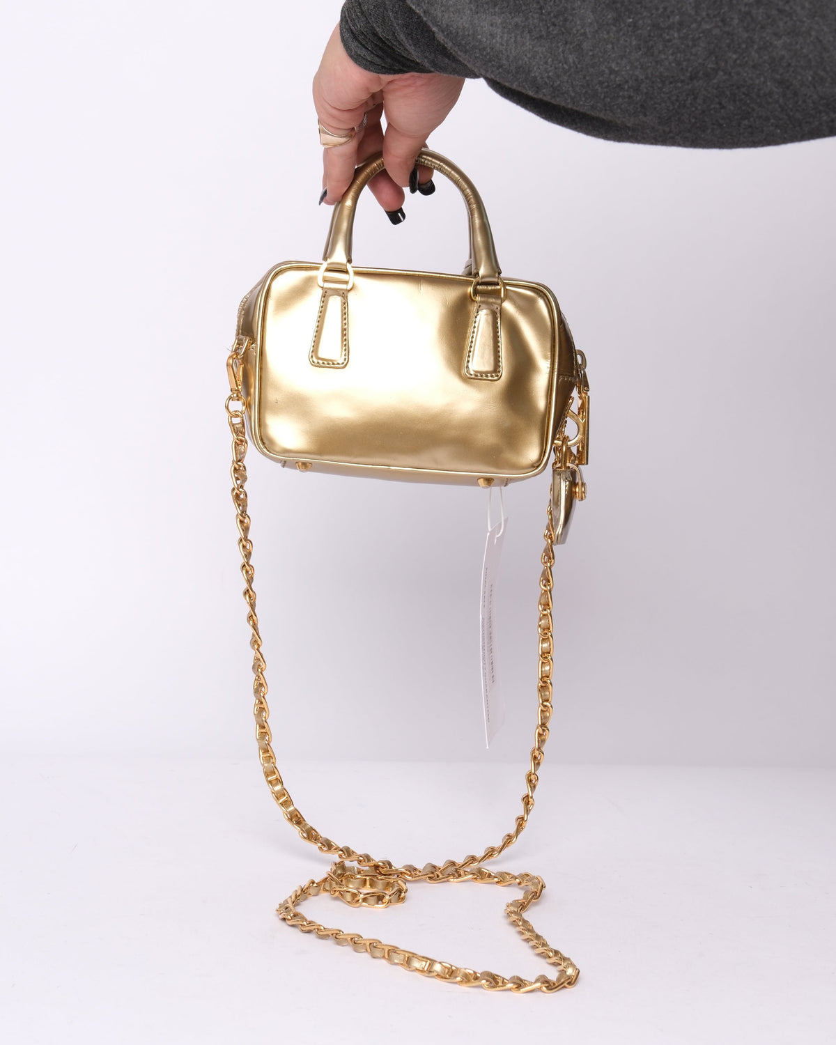 Prada Gold Coated Leather Mini 2-Way Bag