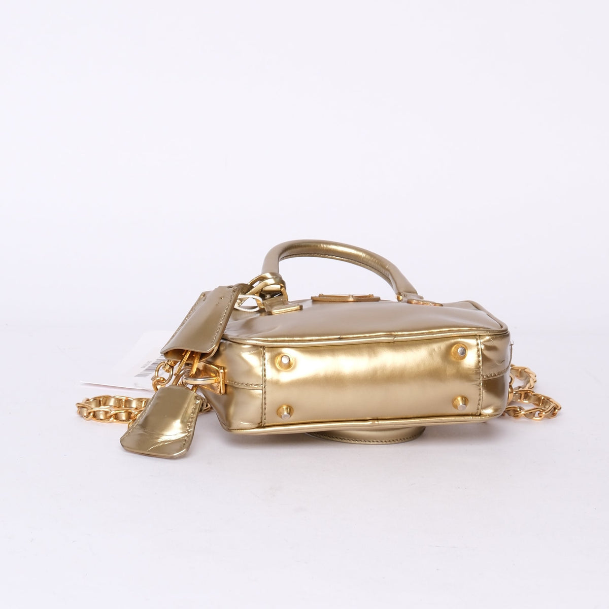 Prada Gold Coated Leather Mini 2-Way Bag