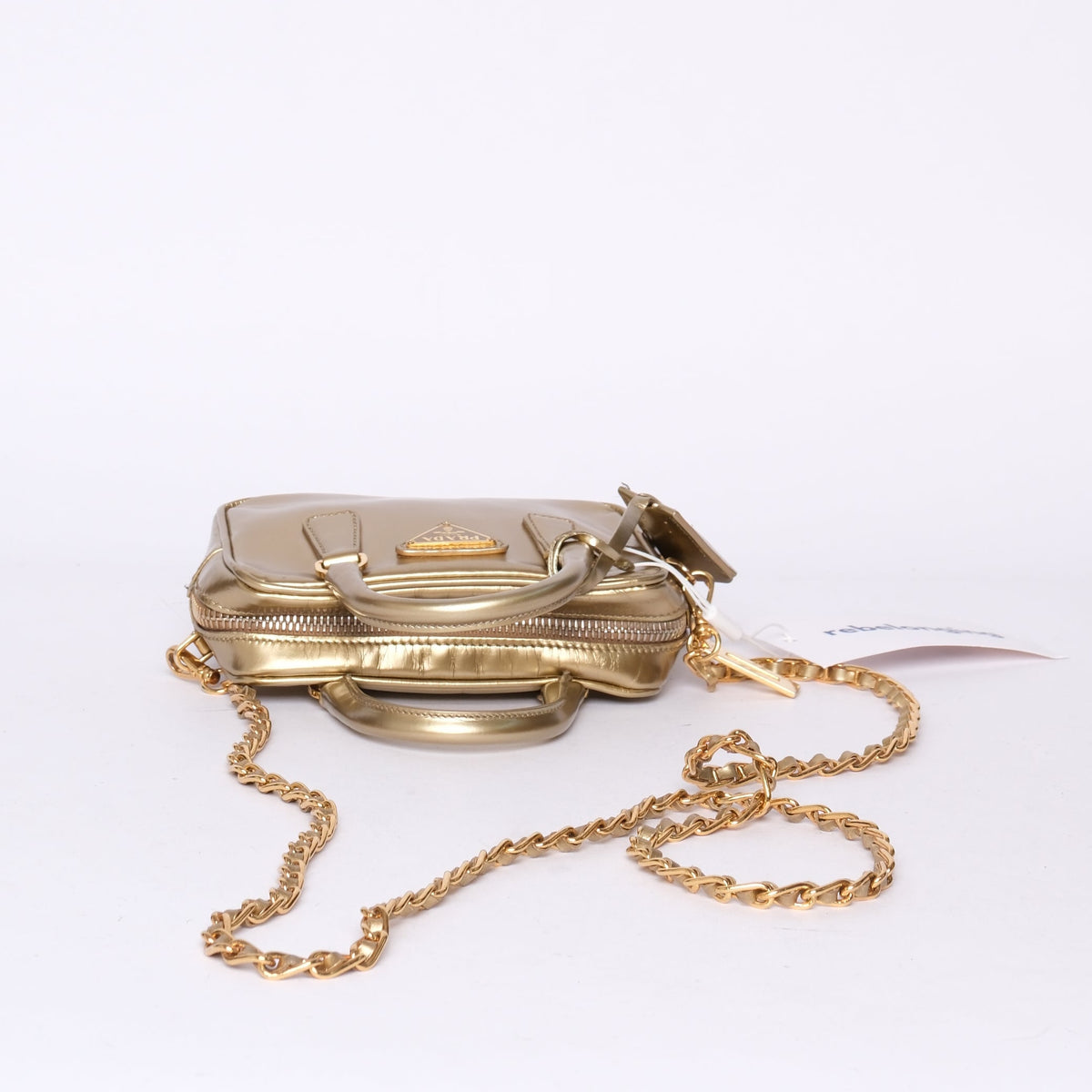 Prada Gold Coated Leather Mini 2-Way Bag