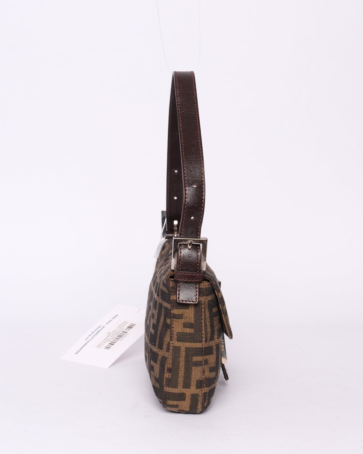 Fendi Brown Canvas & Leather Zucca Monogram Classic Baguette Shoulder Bag