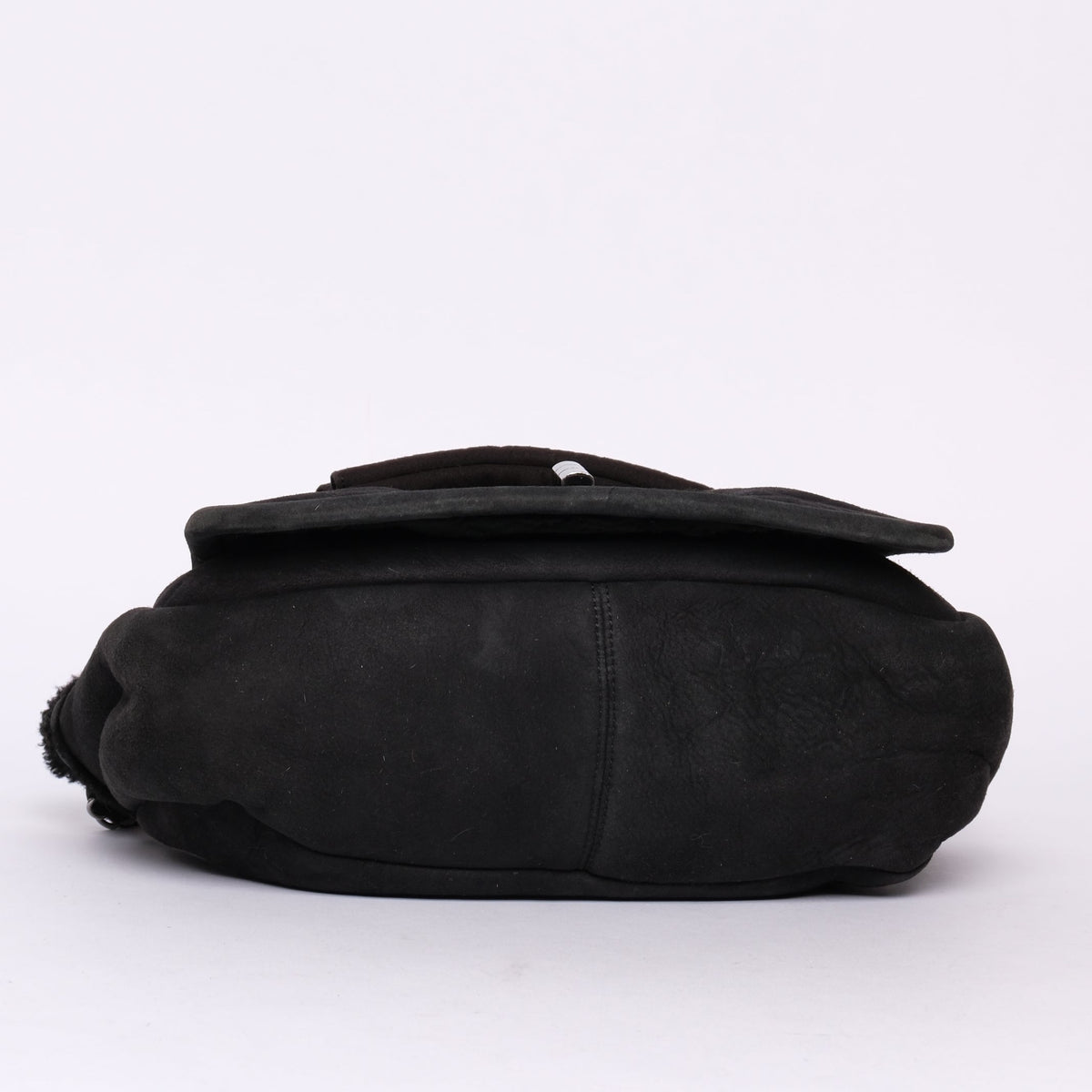 Chanel Black Suede & Shearling Quilted 2.55 Flap