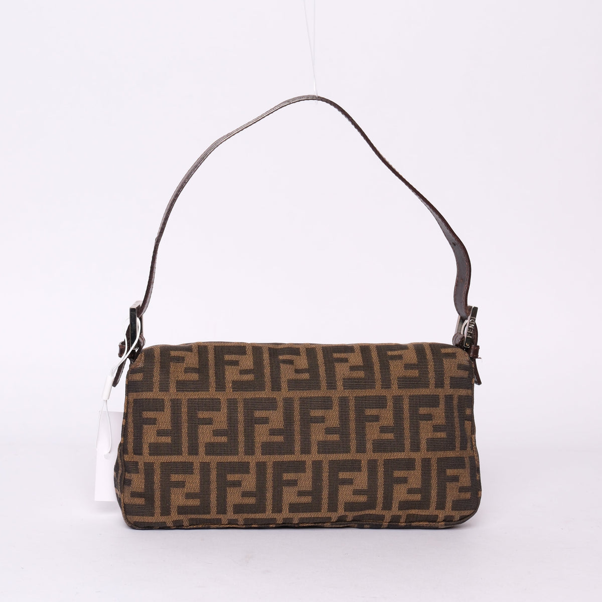 Fendi Brown Canvas & Leather Zucca Monogram Classic Baguette Shoulder Bag