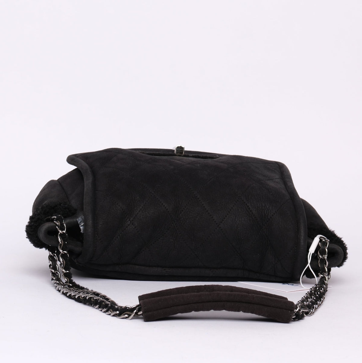 Chanel Black Suede & Shearling Quilted 2.55 Flap