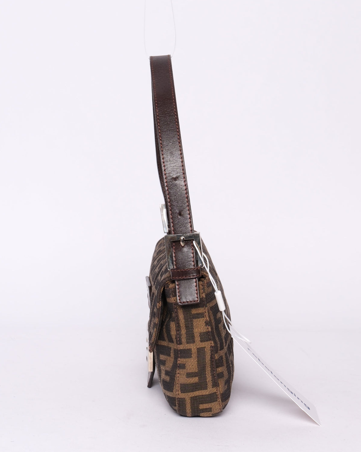 Fendi Brown Canvas & Leather Zucca Monogram Classic Baguette Shoulder Bag