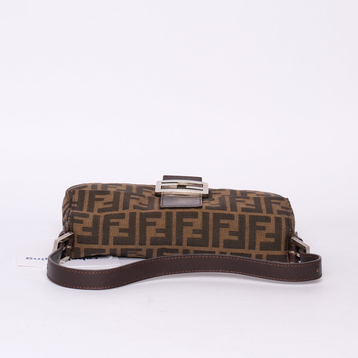 Fendi Brown Canvas & Leather Zucca Monogram Classic Baguette Shoulder Bag