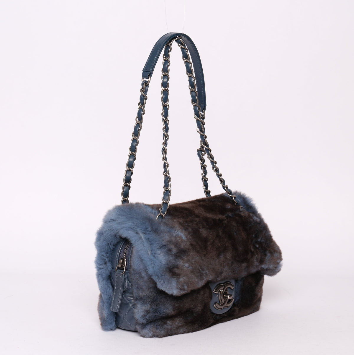 Chanel Ombre Blue Rabbit Zip Flap Bag