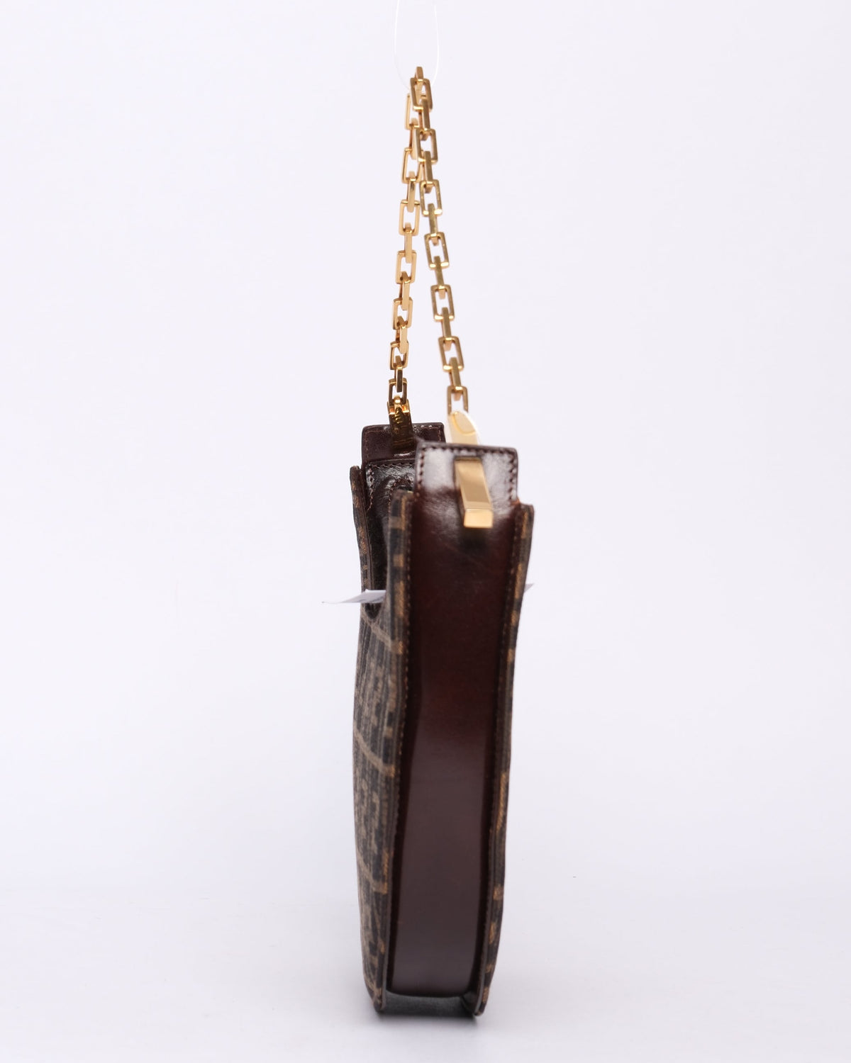 Fendi Zucca Monogram Moon Shoulder Bag w/ Chain Strap