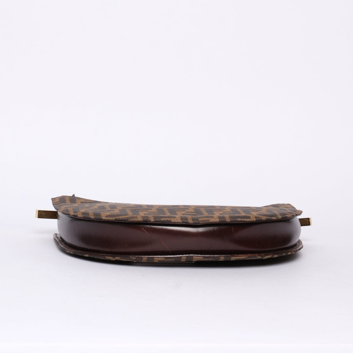 Fendi Zucca Monogram Moon Shoulder Bag w/ Chain Strap