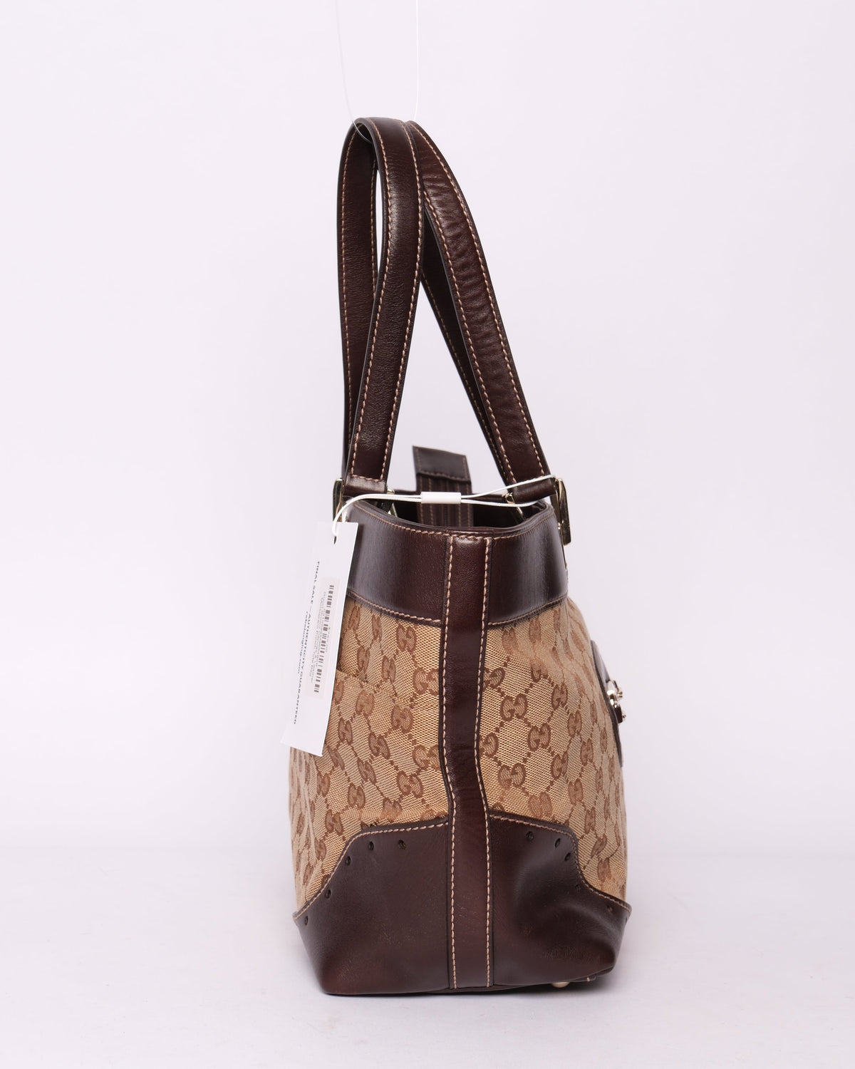 Gucci Brown Canvas & Leather Monogram Punch Tote Bag
