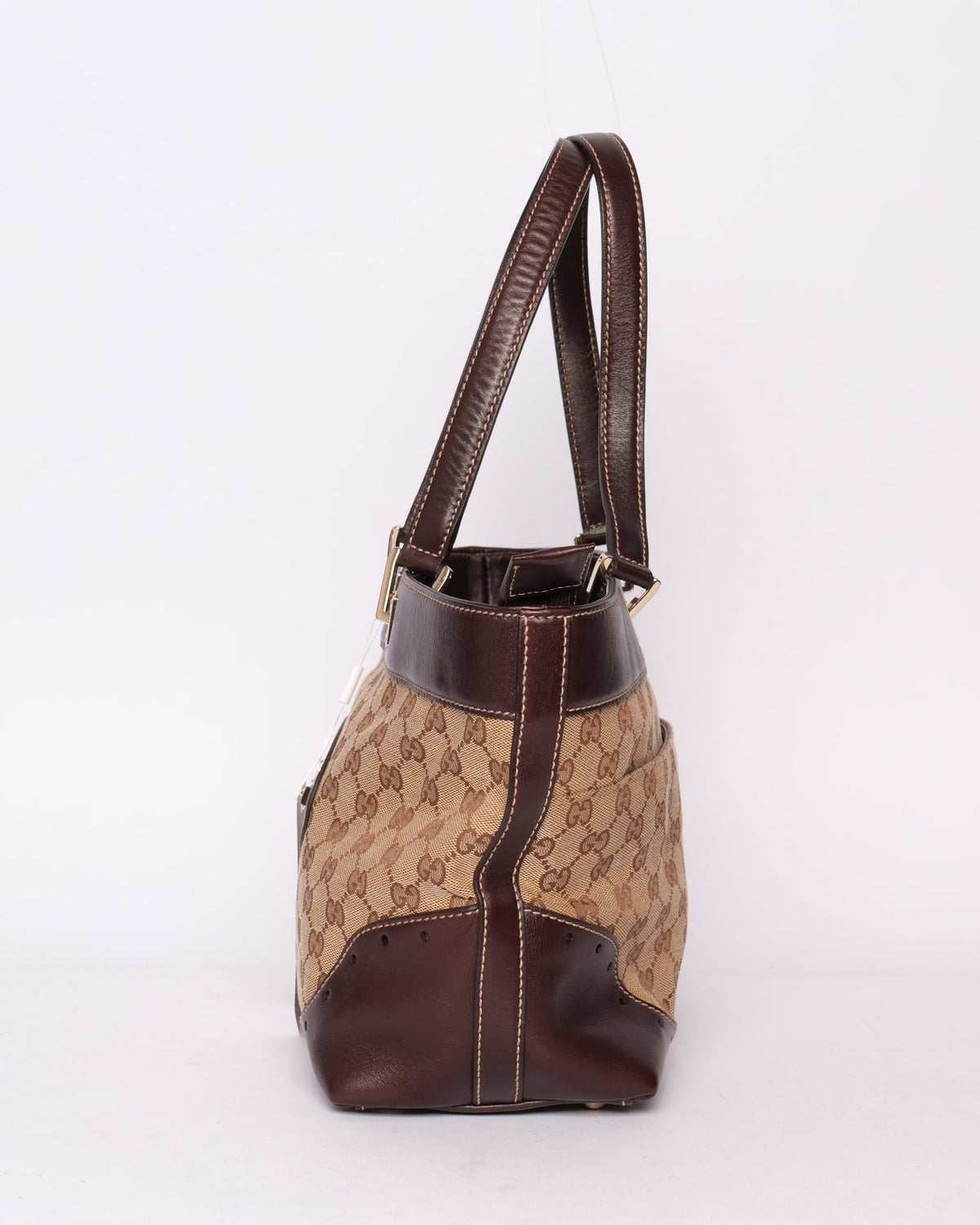 Gucci Brown Canvas & Leather Monogram Punch Tote Bag