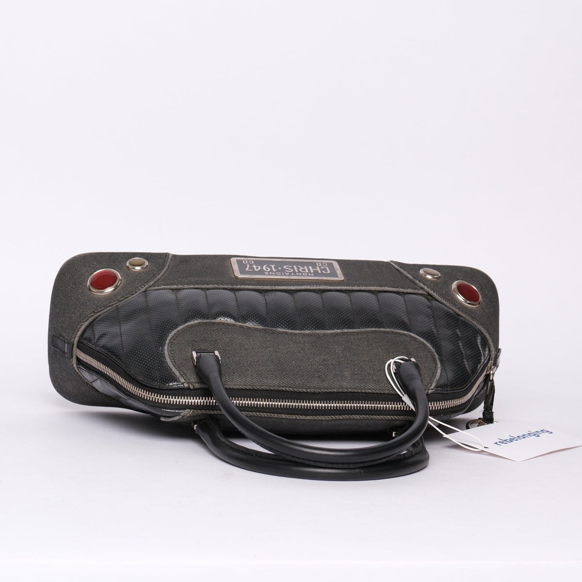 Christian Dior Black Denim & Leather Montaigne Cadillac Top Handle Bag